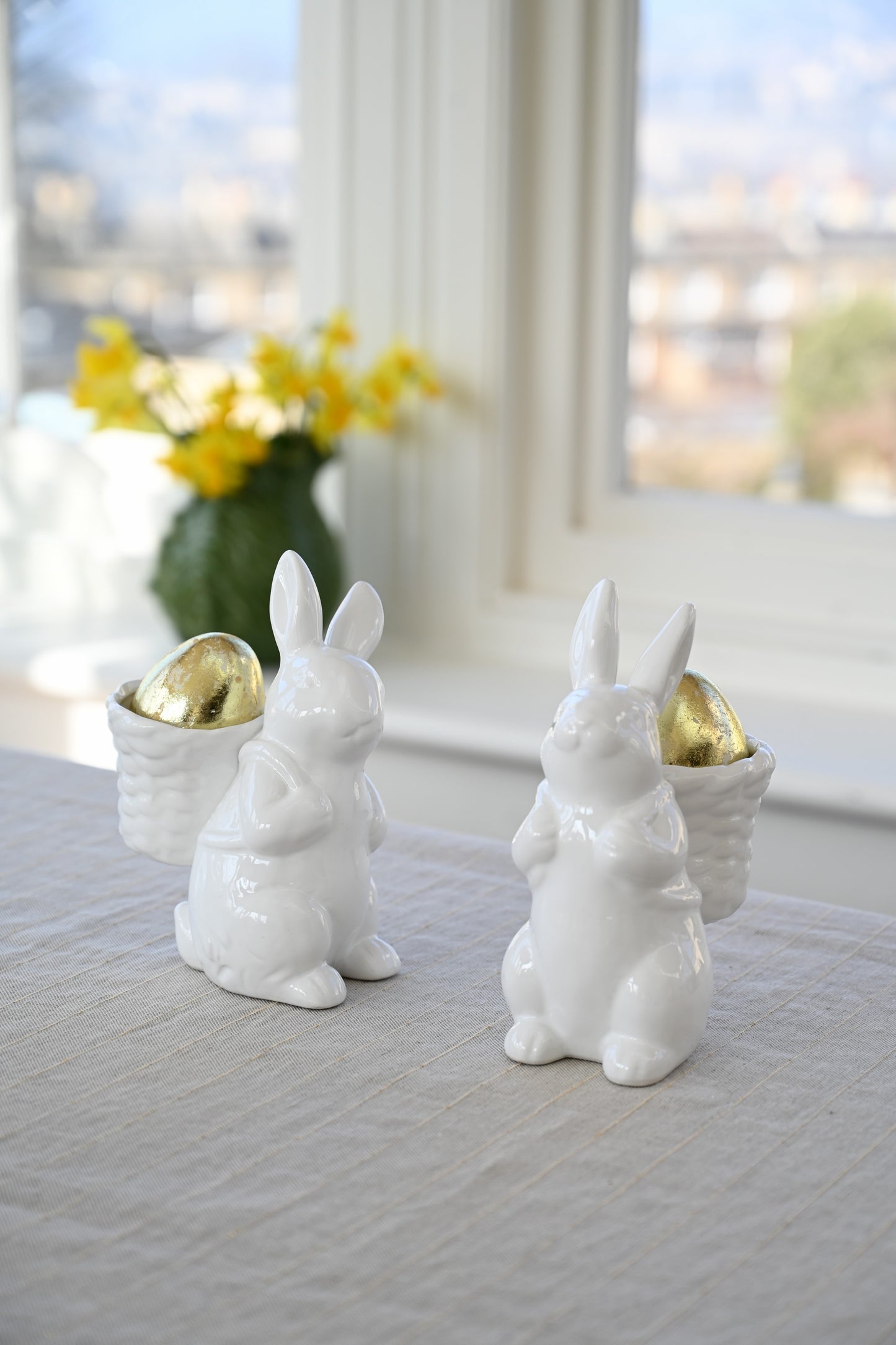 Small White Porcelain Easter Bunny with a Tilted Head