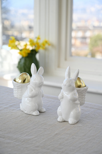 Small White Porcelain Easter Bunny with a Tilted Head