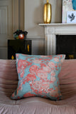 Pale Blue and Peach Rose Floral Cushion Collection