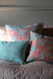 Pale Blue and Peach Rose Floral Cushion Collection