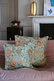 Mint and Peach Champagne Floral Cushion Collection