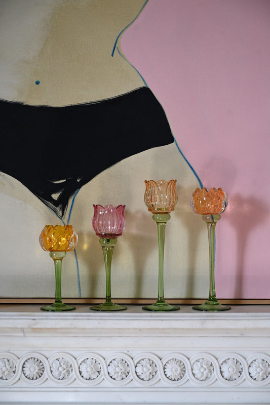 Glass Flower Candle Holders