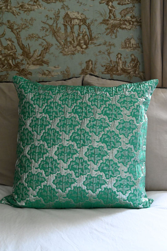 Green and Silver Abstract Tile Cushion Collection