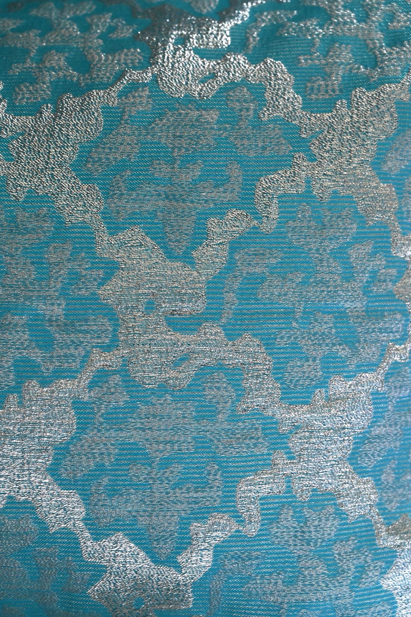 Cyan Blue and Silver Abstract Tile Cushion Collection