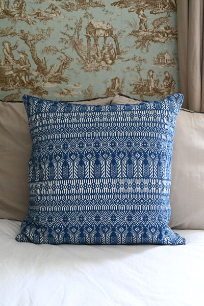 Woven Azure Blue Temple Cushion Collection