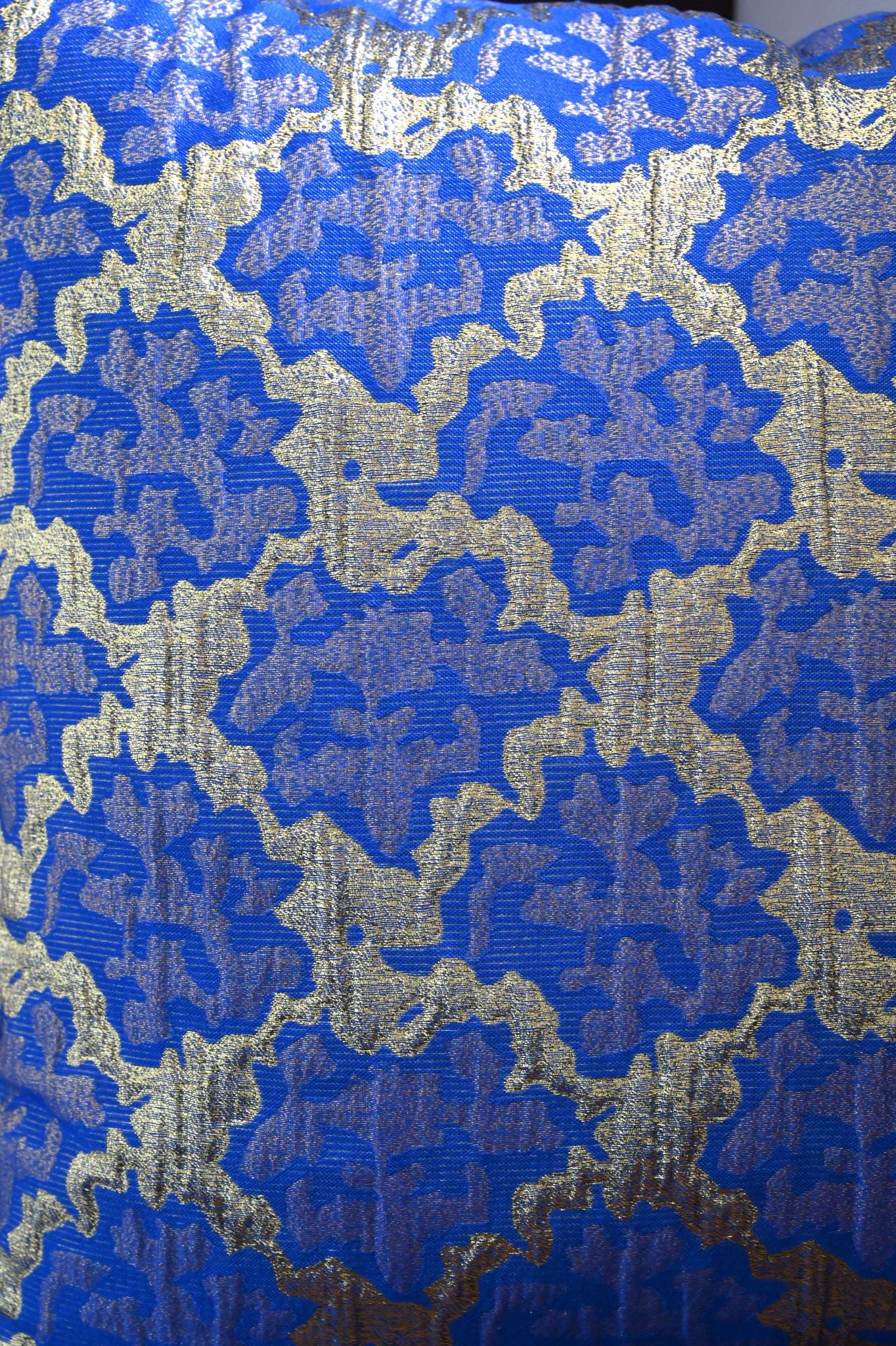 Royal Blue and Gold Abstract Tile Cushion Collection