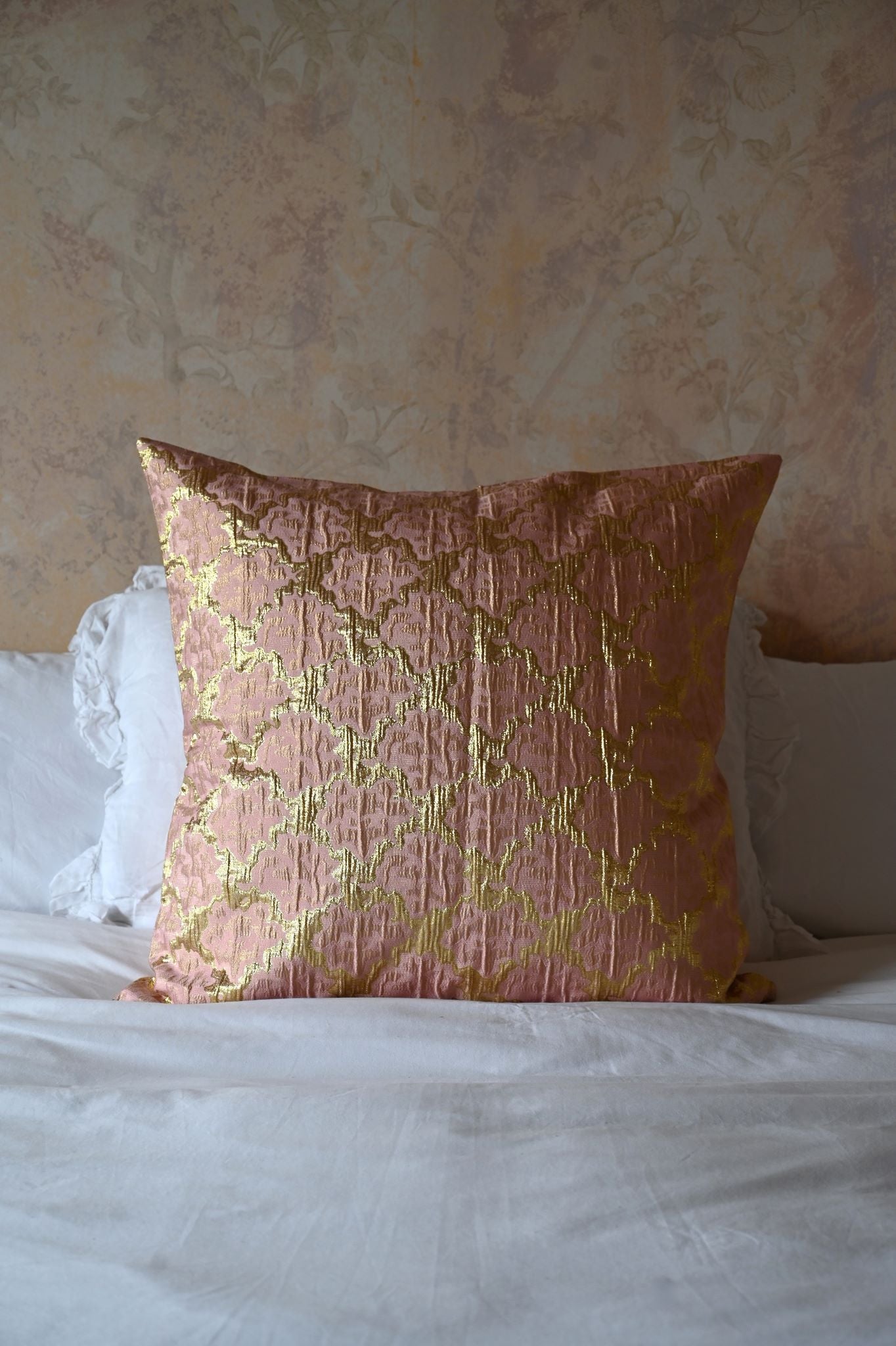 Pink and Gold Abstract Tile Cushion Collection
