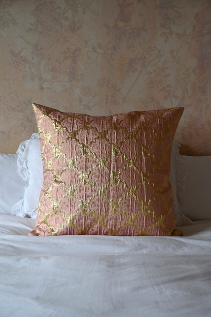 Pink and Gold Abstract Tile Cushion Collection