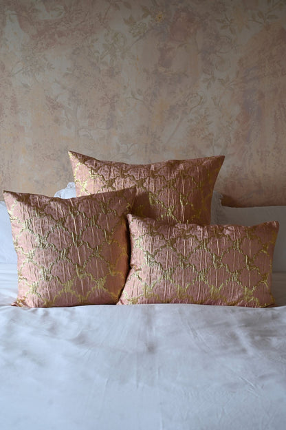 Pink and Gold Abstract Tile Cushion Collection