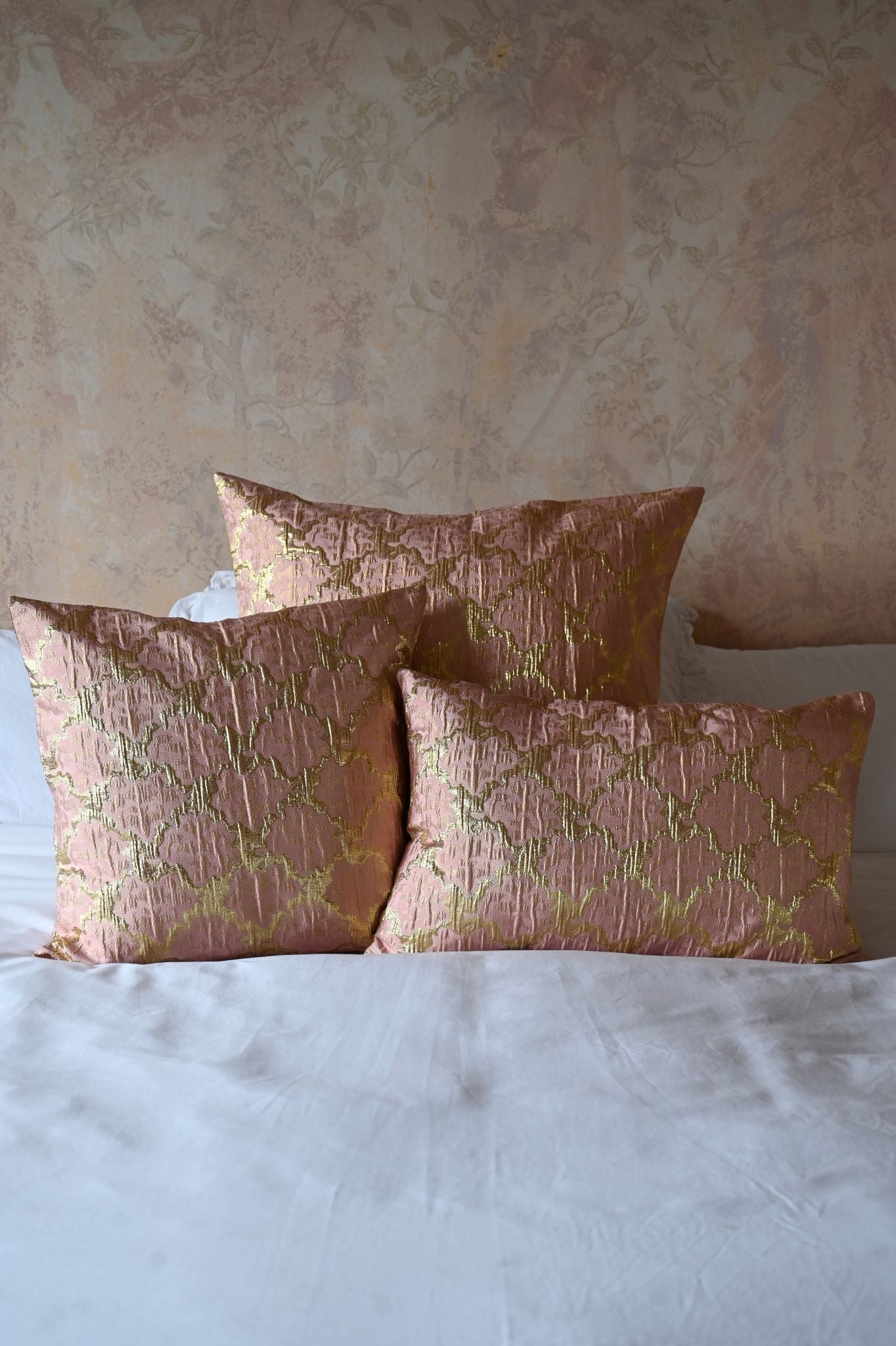 Pink and Gold Abstract Tile Cushion Collection