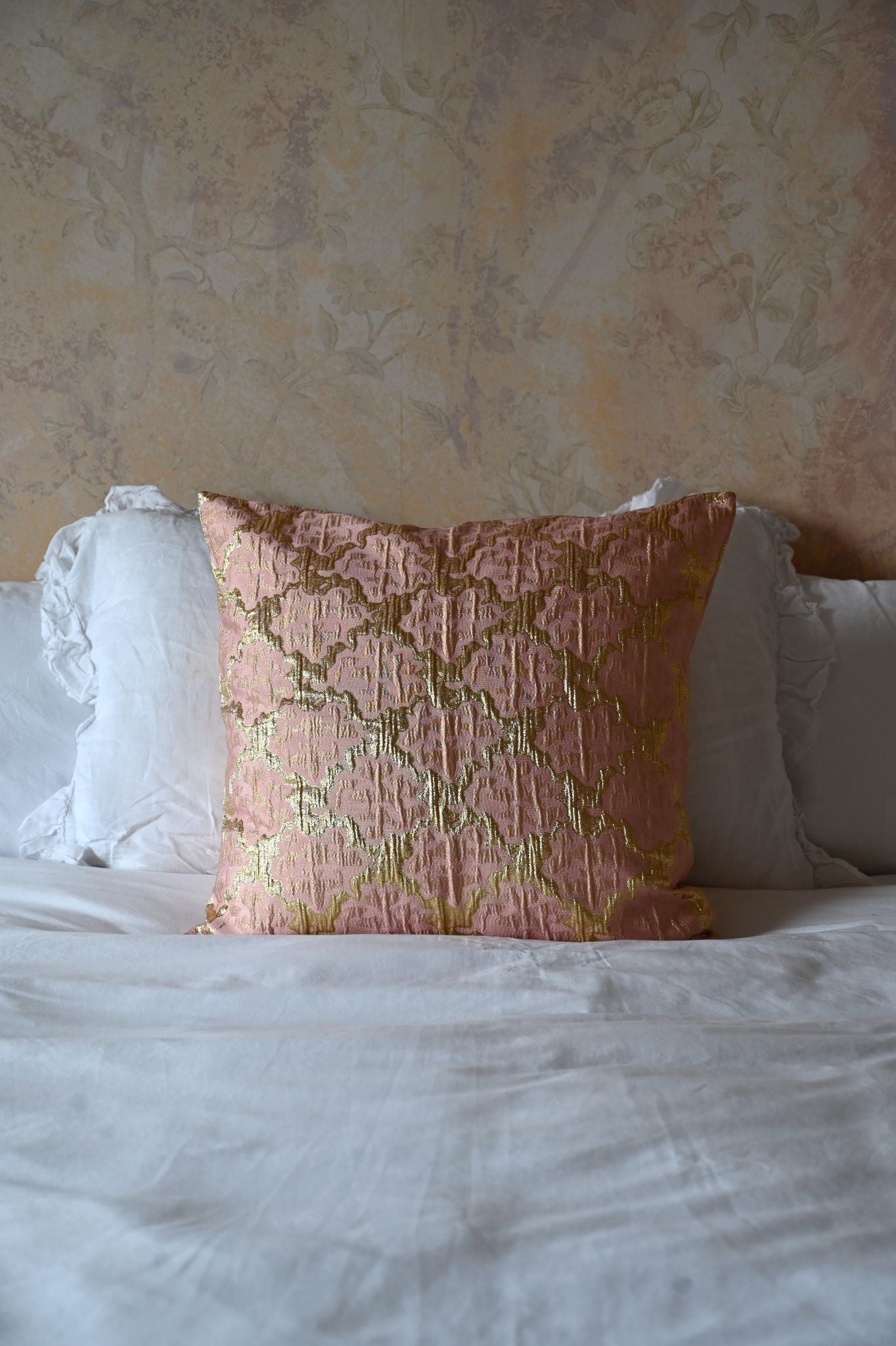 Pink and Gold Abstract Tile Cushion Collection