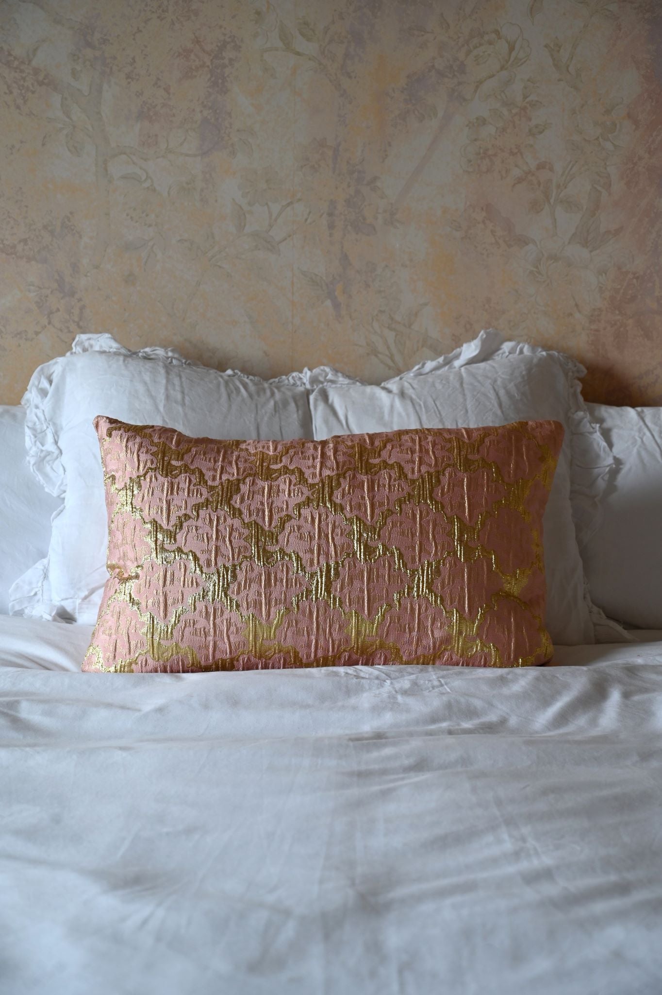 Pink and Gold Abstract Tile Cushion Collection