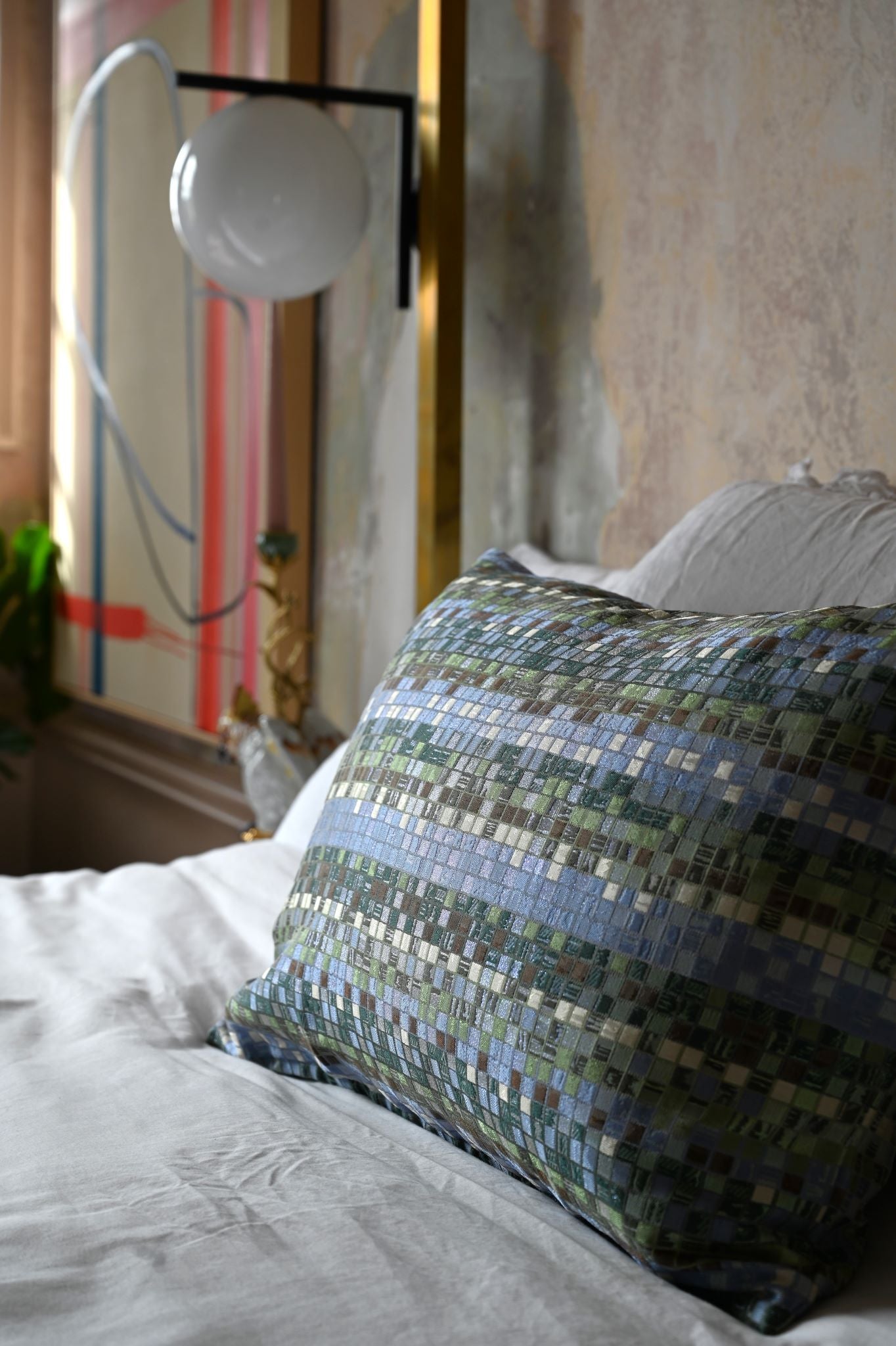 Green and Blue Miniature Tile Cushion Collection