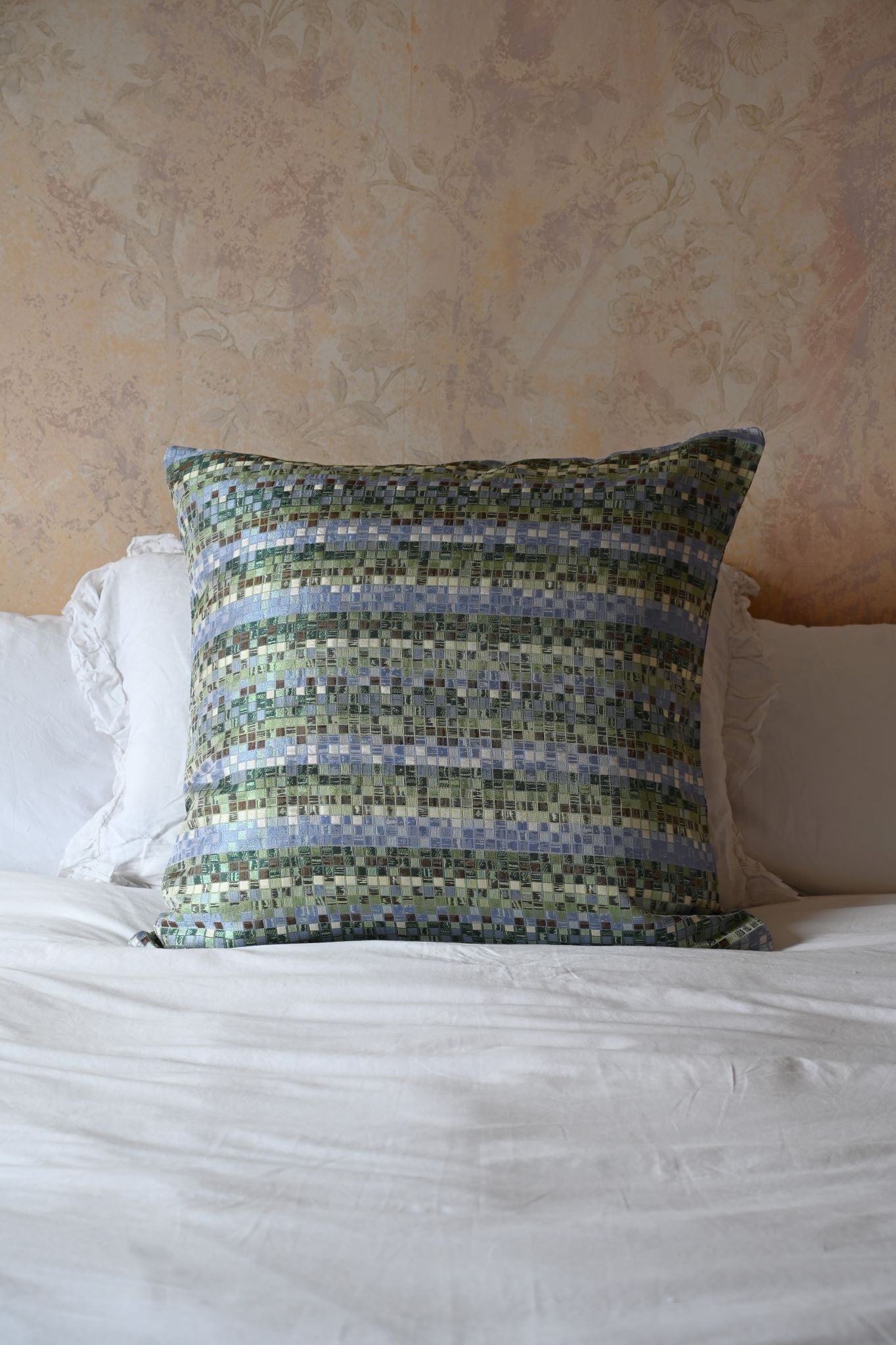 Green and Blue Miniature Tile Cushion Collection