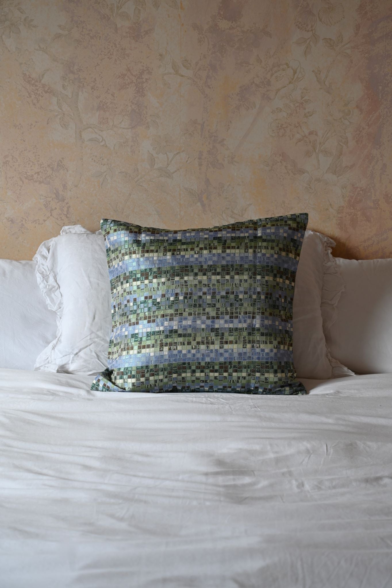 Green and Blue Miniature Tile Cushion Collection
