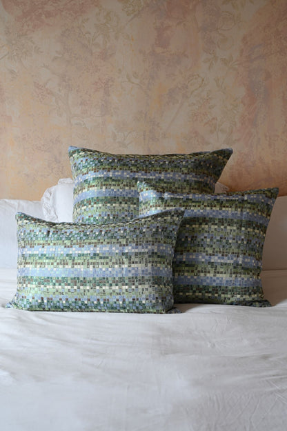 Green and Blue Miniature Tile Cushion Collection