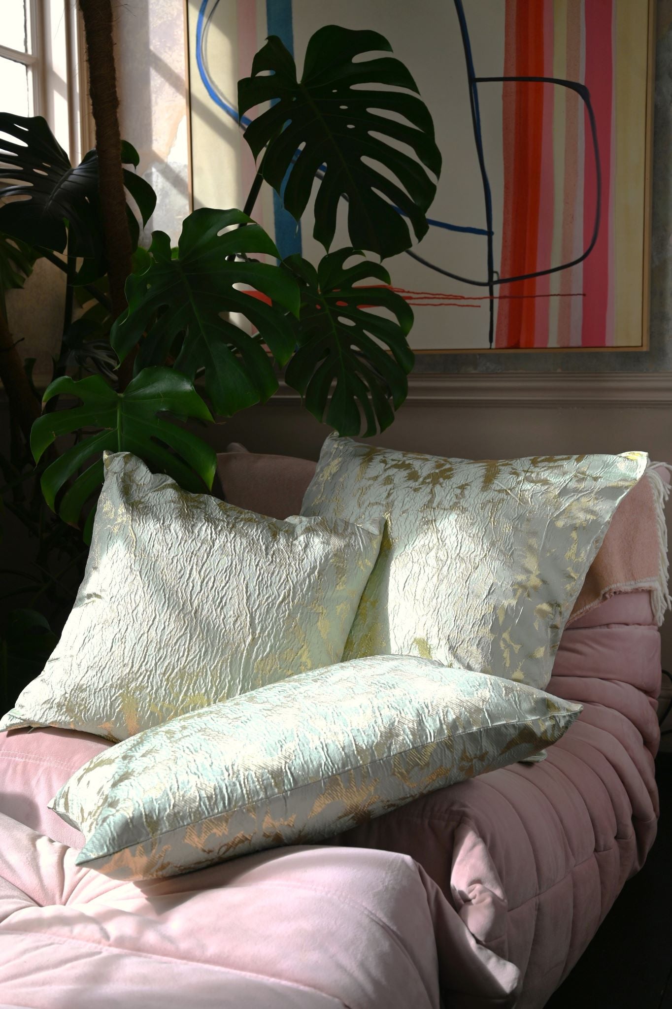 Mint and Gold Shimmer Cushion Collection