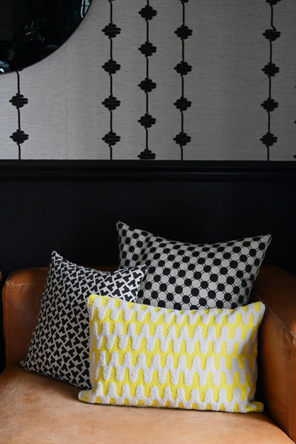 Yellow and White Tufted Zigzag Cushion Collection
