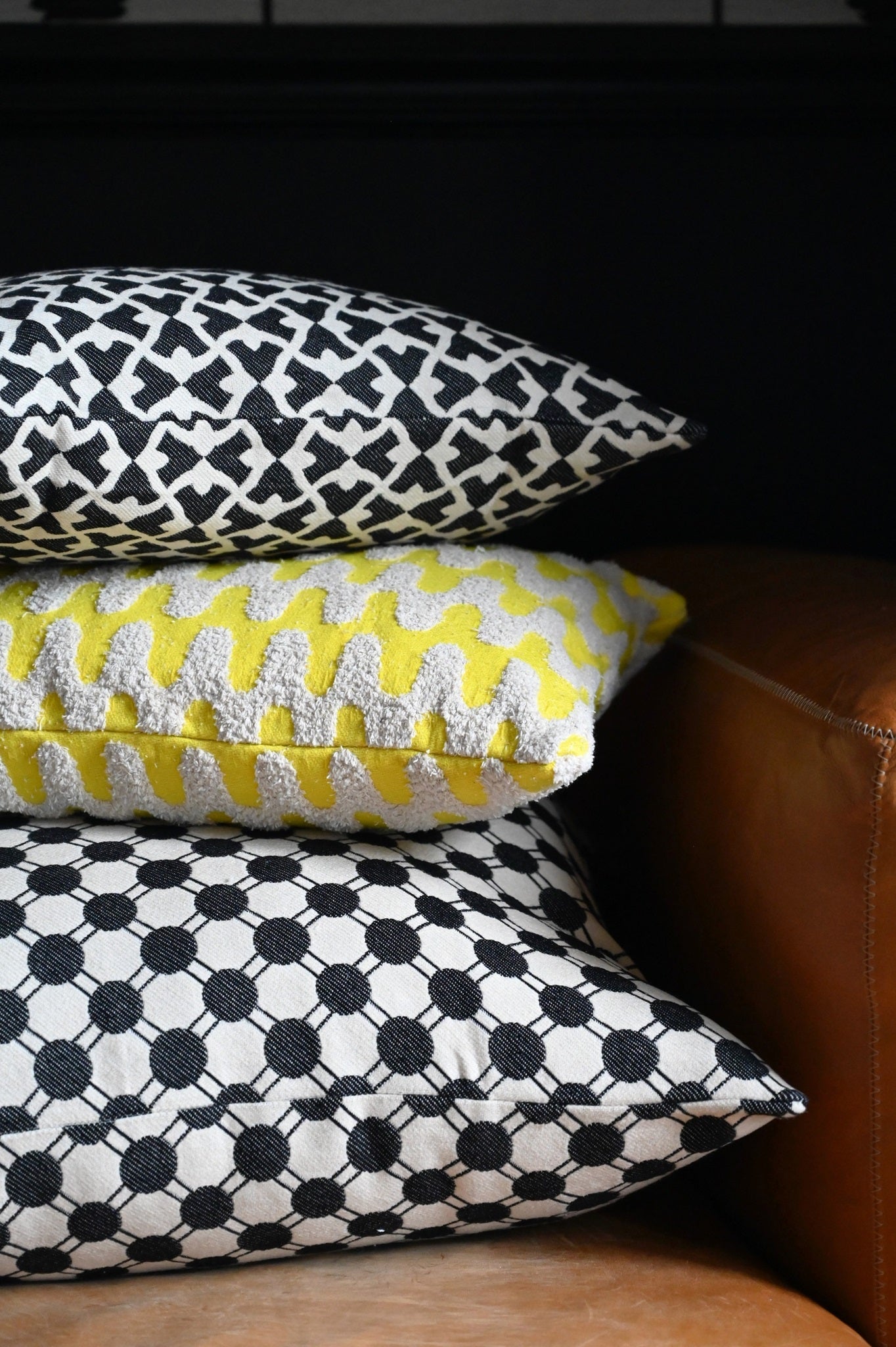 Black and White Wishbone Cushion Collection