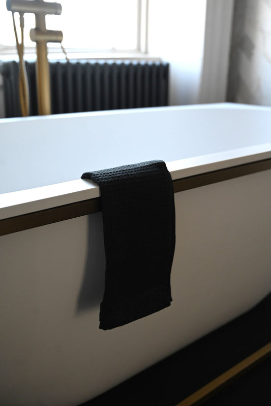 Black Recycled Cotton Double-sided Guest Towel