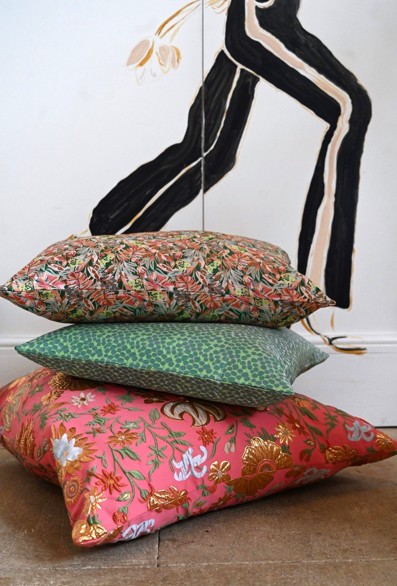 Coral and Peach Champagne Floral Cushion Collection