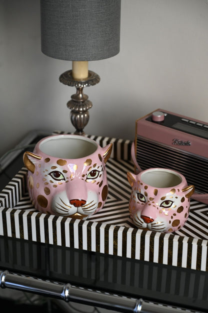 Small Pink Leopard Ceramic Pot