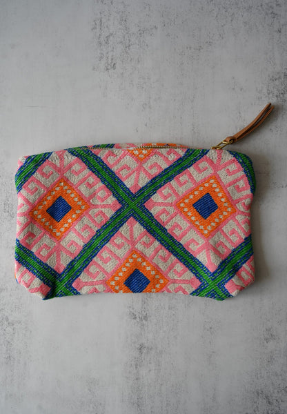 Pink Moorish Tile Print Pouches