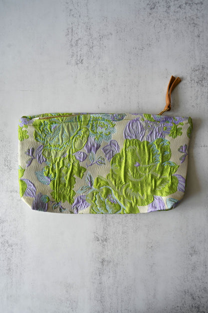 Large Green and Purple Peony Pouch