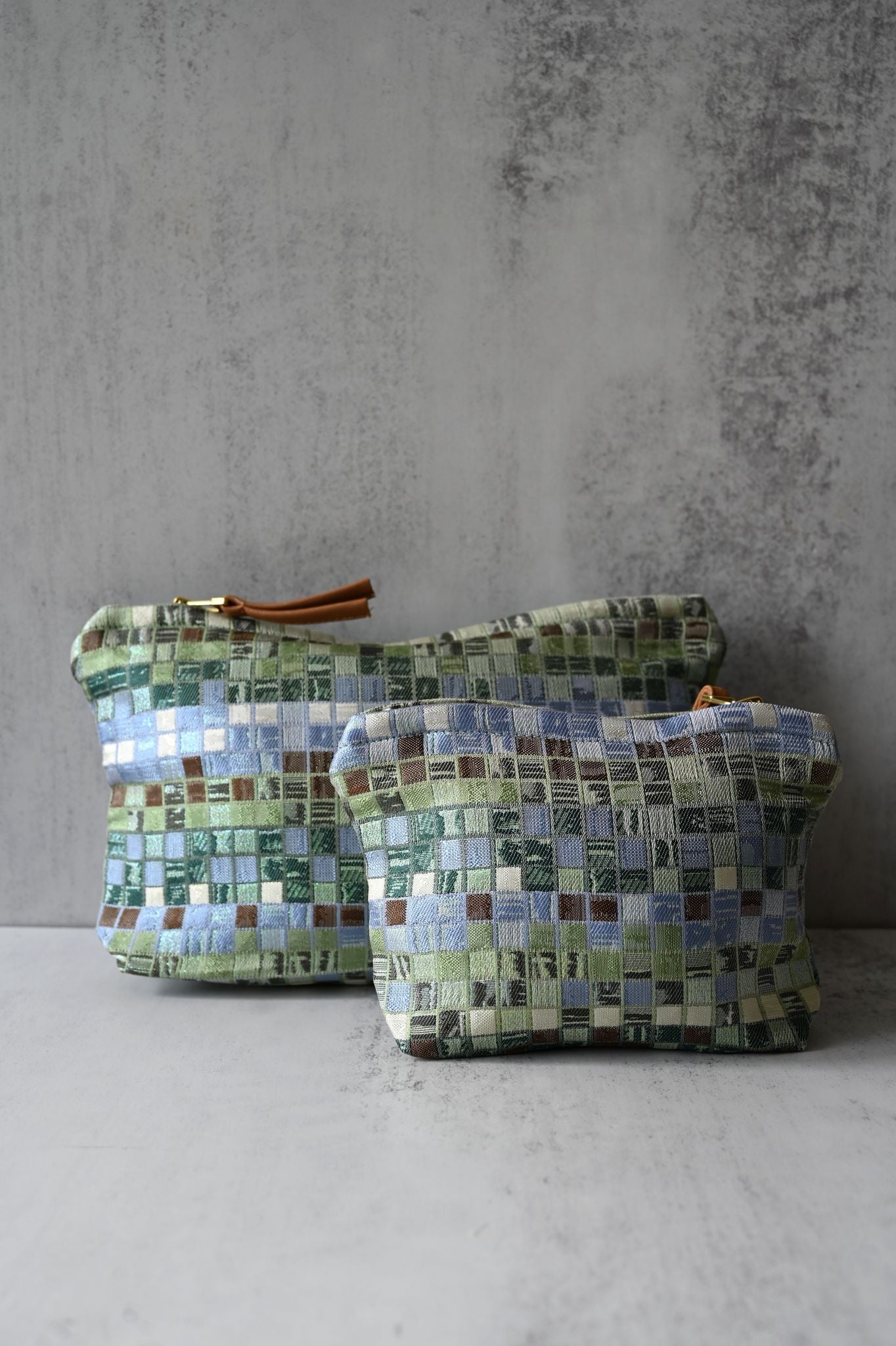 Large Green and Blue Miniature Tile Pouch
