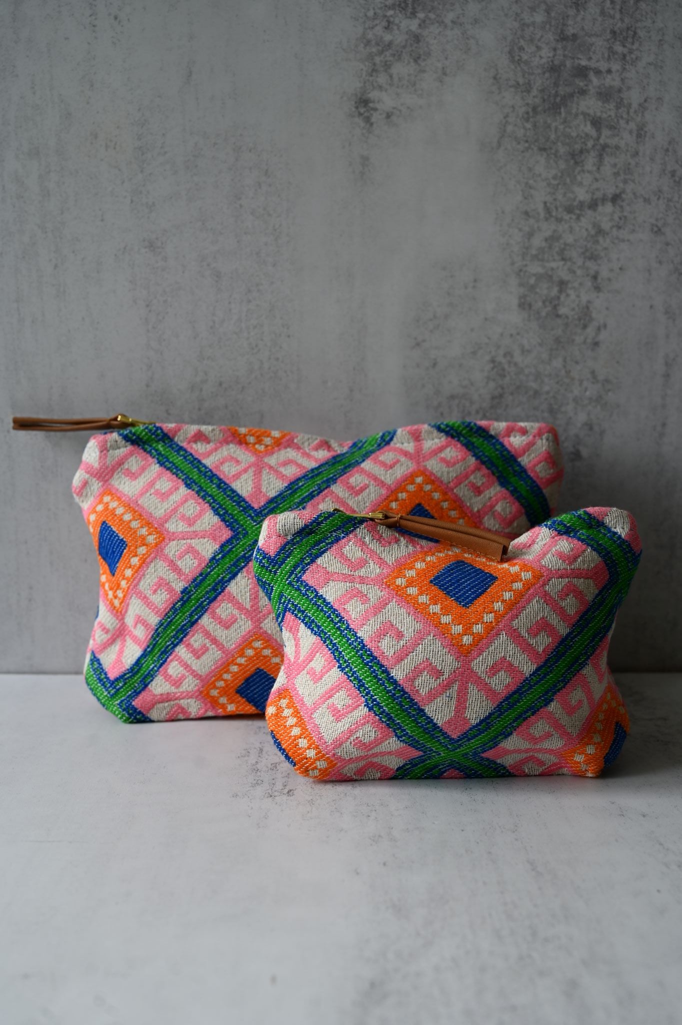 Pink Moorish Tile Print Pouches