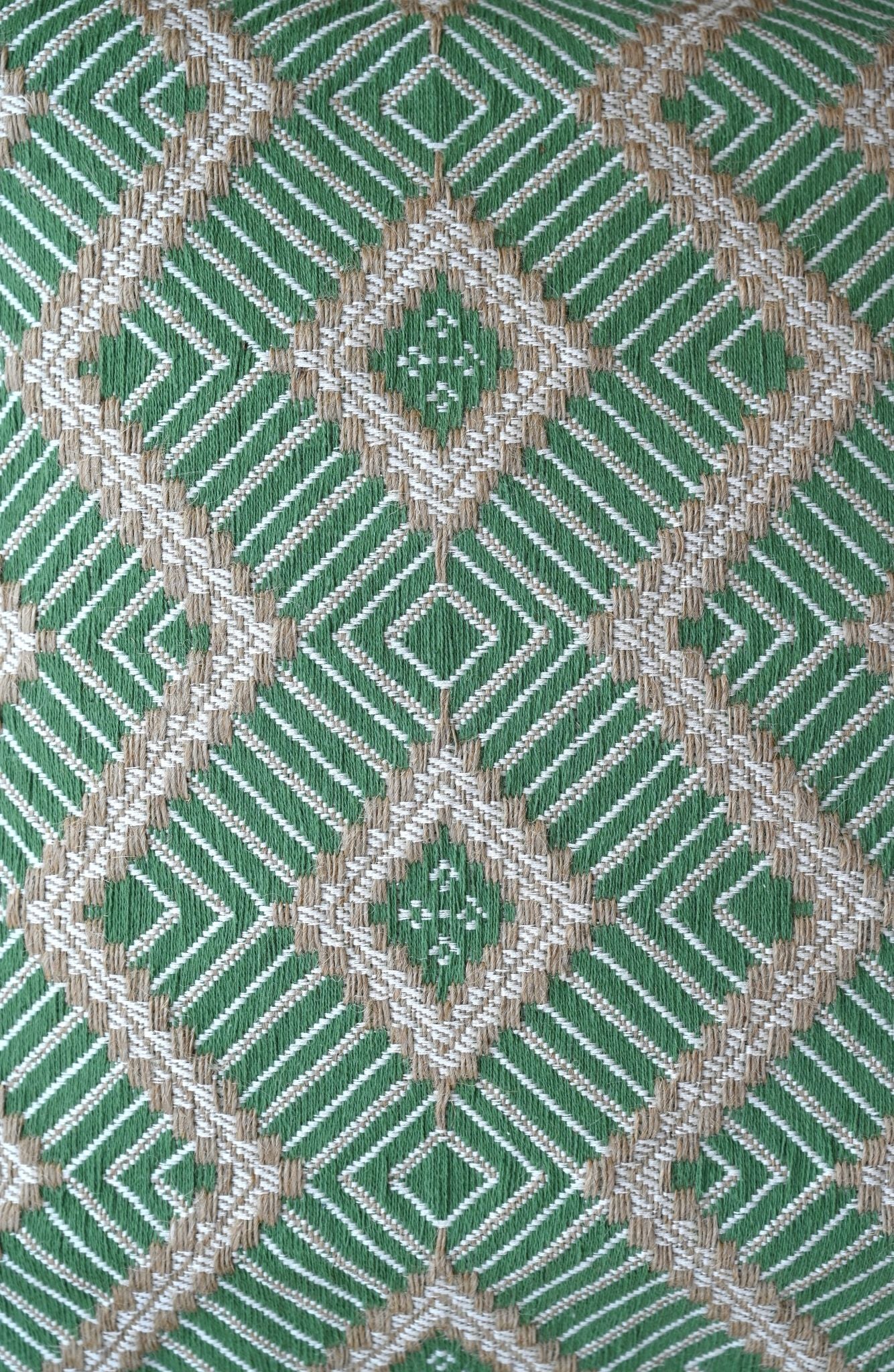 Green Woven Embroidered Diamond Cushion Cushion