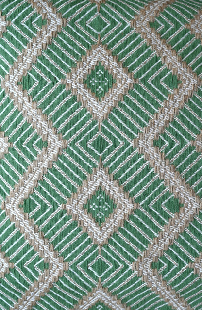 Green Woven Embroidered Diamond Cushion Cushion