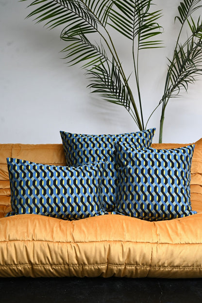 Blue Twisted Geometric Cushion Collection