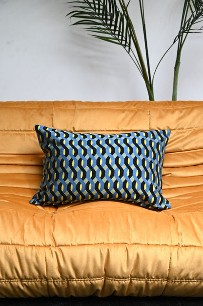Blue Twisted Geometric Cushion Collection
