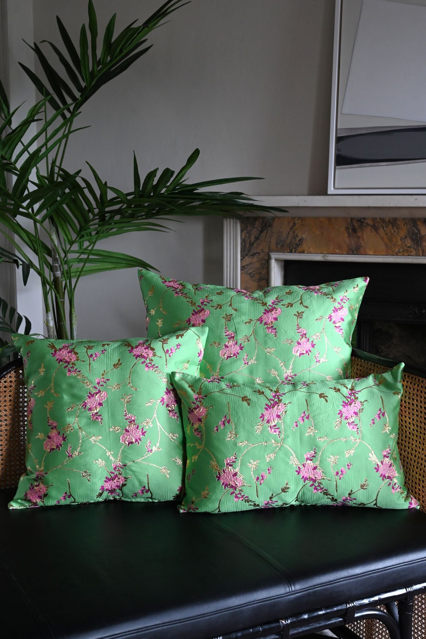 Green and Pink Wildflower Cushion Collection