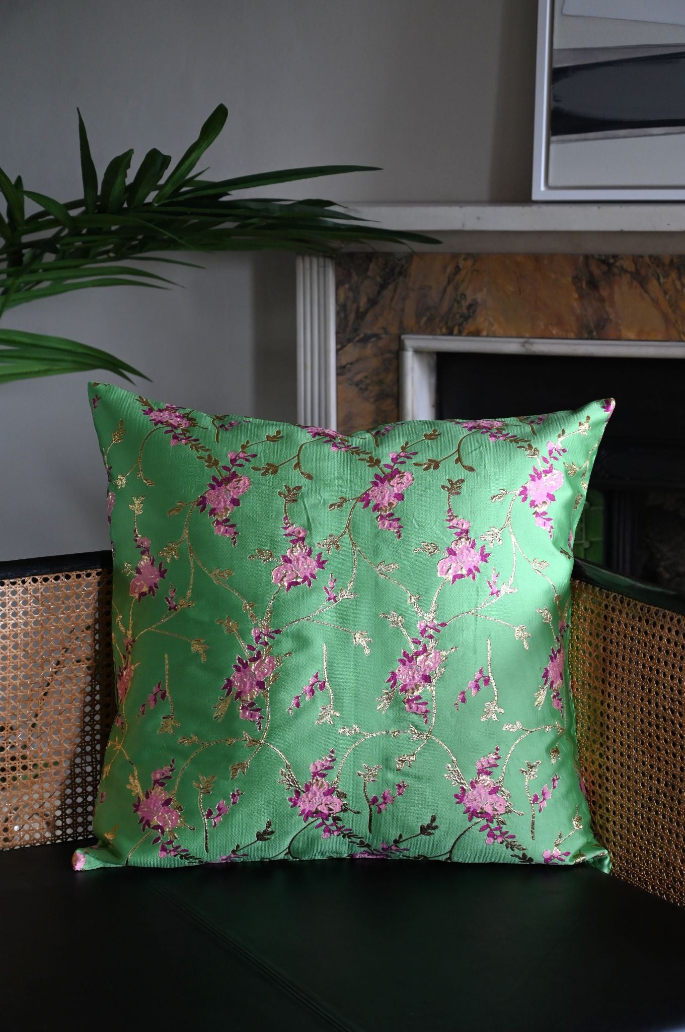 Green and Pink Wildflower Cushion Collection