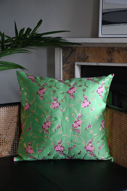 Green and Pink Wildflower Cushion Collection