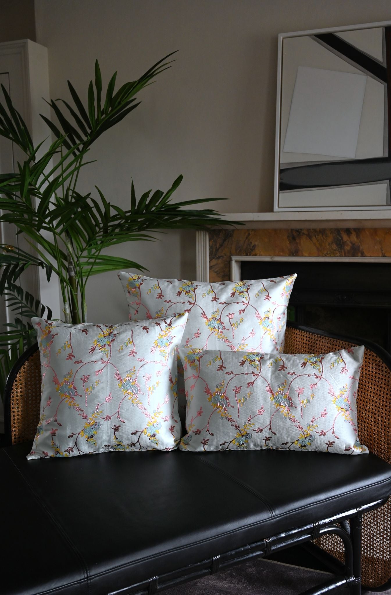 Dusty Blue and Pink Wildflower Cushion Collection