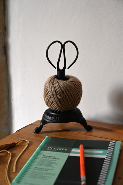 Cast Iron Twine Holder with Scissors