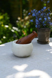 White Marble & Wood Pestle & Mortar