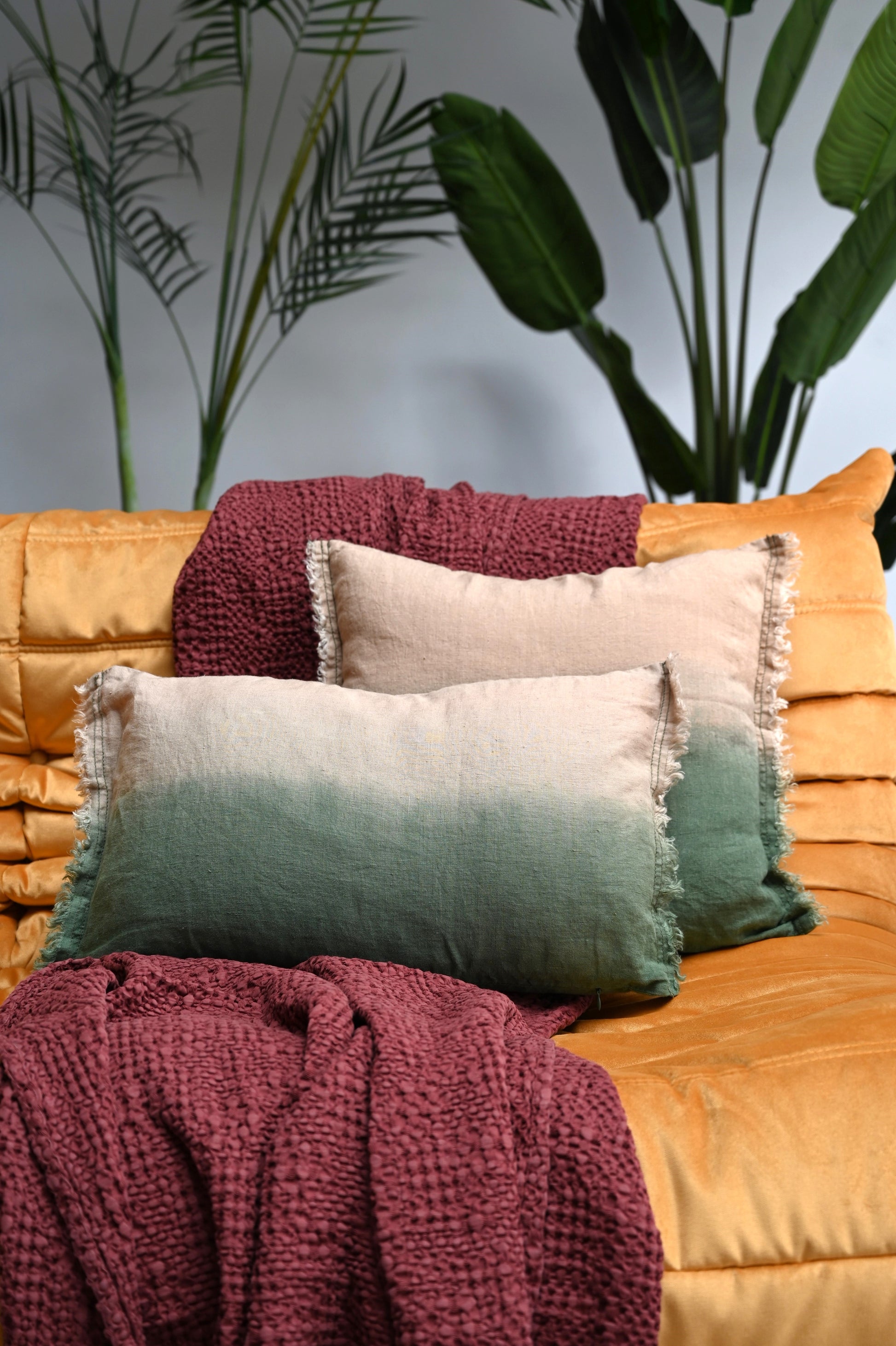 Ombre linen cushions