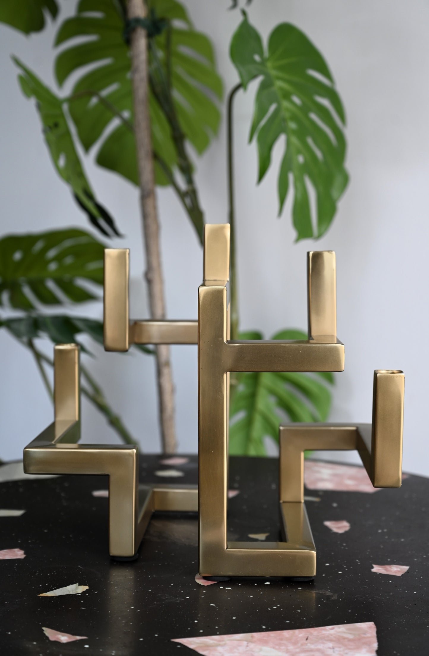 Gold Tall Sculptural Candle Holder