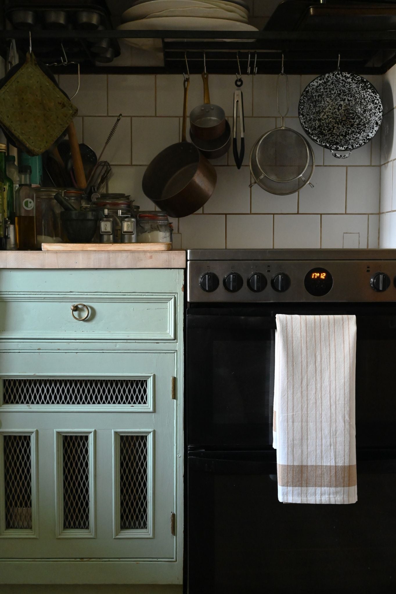 Natural and Tan Stripe Cotton Tea Towel