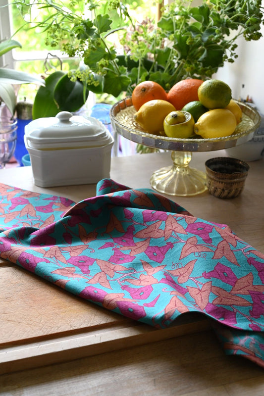 Turquoise Vines Pure Organic Cotton Tea Towel