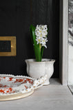 Small White Aged Ceramic Bell Plant Pot