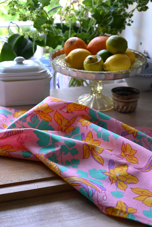 Ancolie Pink Pure Organic Cotton Tea Towel