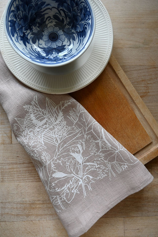 Kate Westcott Ancient Plants Linen Napkin in Light Pink