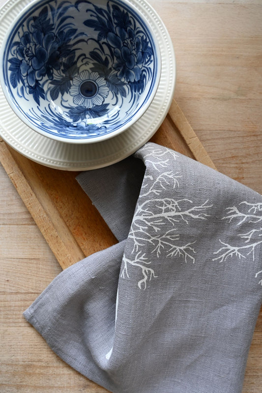 Kate Westcott Trees Linen Napkin in Lilac Grey