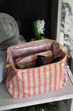 Electric Pink & Sand Striped Wash Bags