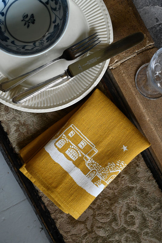 Kate Westcott Houses Linen Napkin in Ochre Yellow